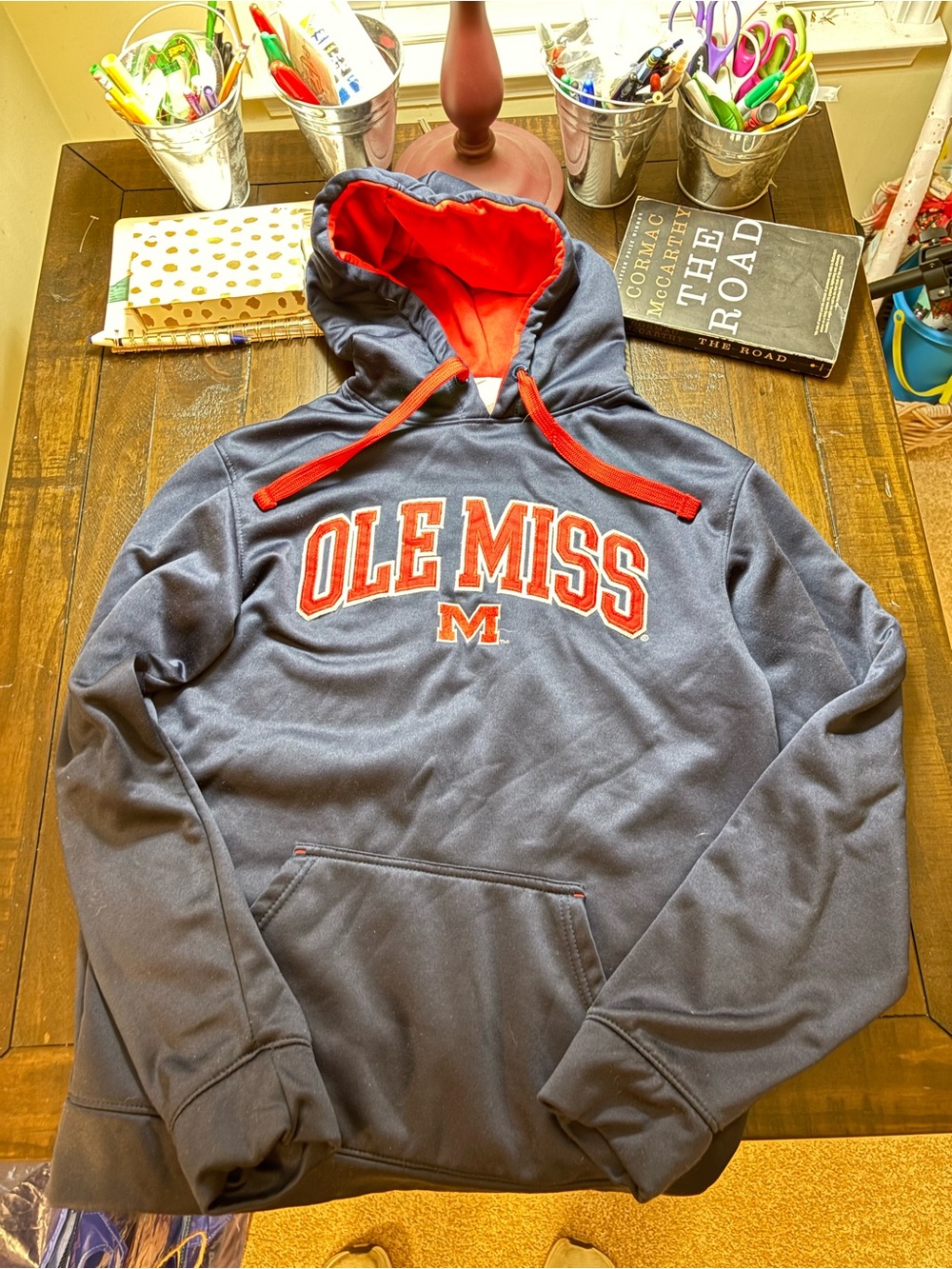 Ole Miss Navy & Red Pullover Hoodie